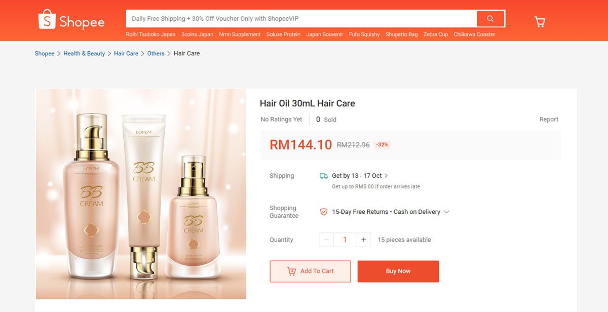 Shopeeストアの商品ページイメージ